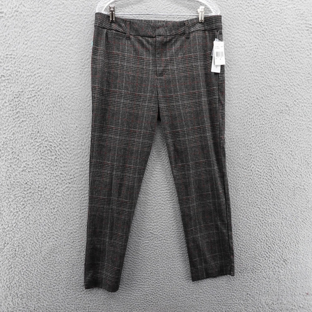 NWT Kut from the‎ Kloth Molly Straight Printed Trouser Pants Black Plaid Womens
